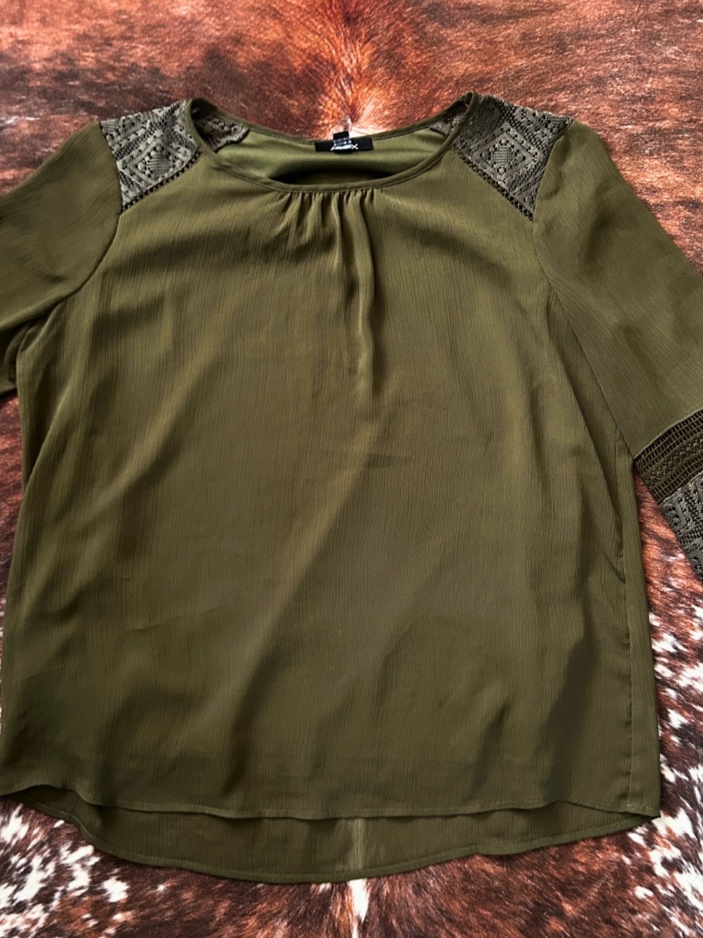 Alyx Olive Lace-Trim Blouse